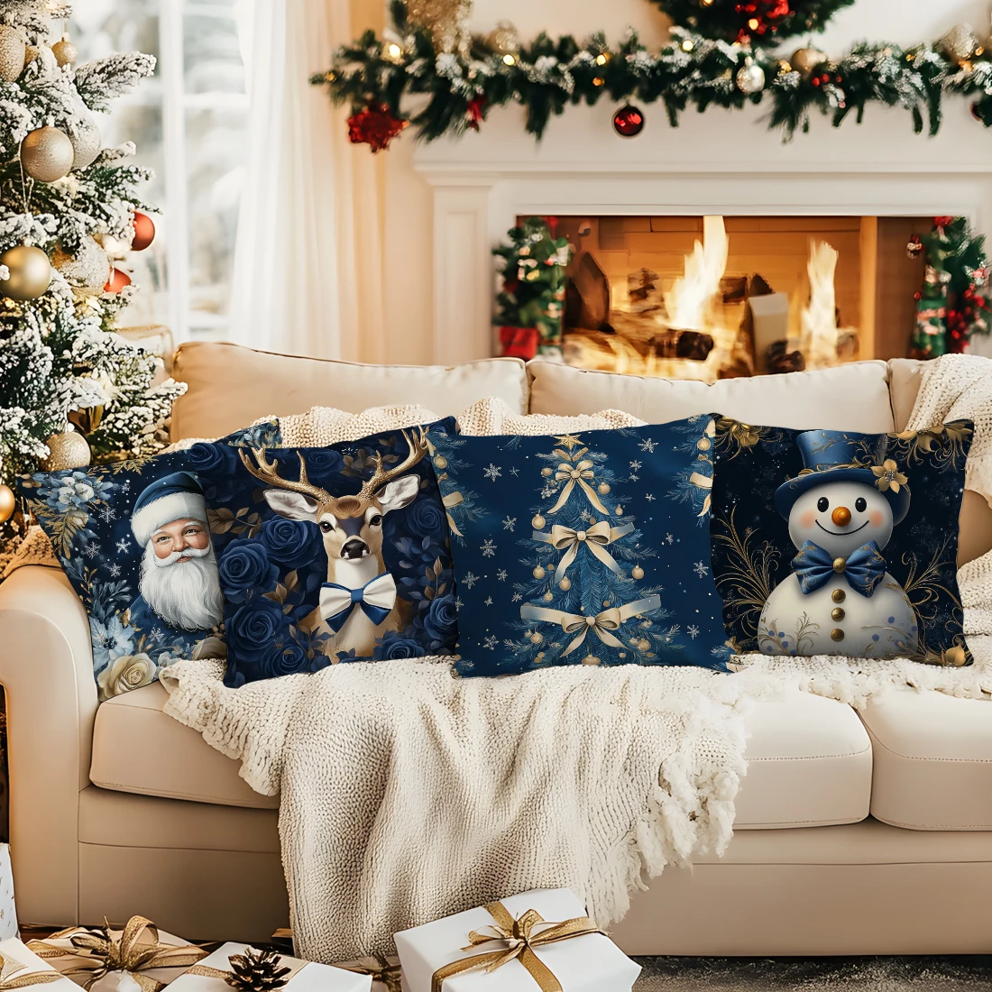 خمر زينة عيد الميلاد المخدة المطبوعة البوليستر 40/45/50 سنتيمتر رمي غطاء وسادة وسادة أريكة الزخرفية المخدة ديكور المنزل #2