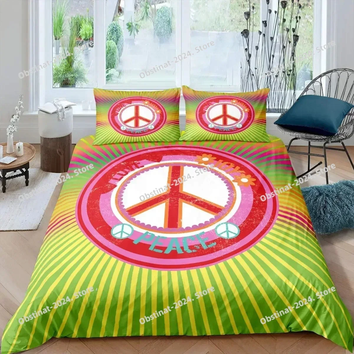3D Printed Peace Symbol Bedding Set Duvet Cover Bedroom Comforter Covers Single Twin King ​Size Quilt Cover Home Textile