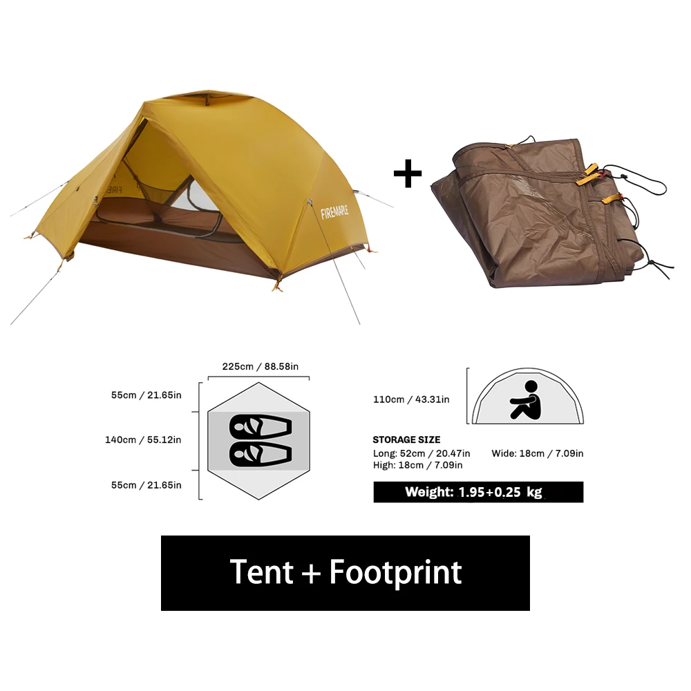 Fire-Maple Tropics Ultralichte backpacktent 2-persoons 20D Waterdicht Gemakkelijk op te zetten Wandelen Bergbeklimmen Fietsen Trekking 1,95 kg