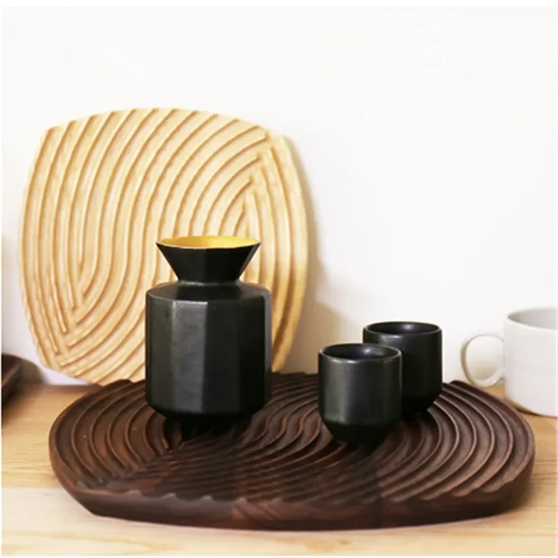 

Wooden Trays to Serve Food Plate Aromatherapy Storage Tray Water Ripples Decorative Ornaments Snack Serving Tray for Sweets Dish