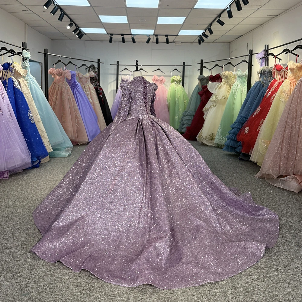 Fashionable Strapless Quinceanera Dress for Girl Lace Ball Gown Court Train Satin Vestidos De 15 Anos Customized High Neck