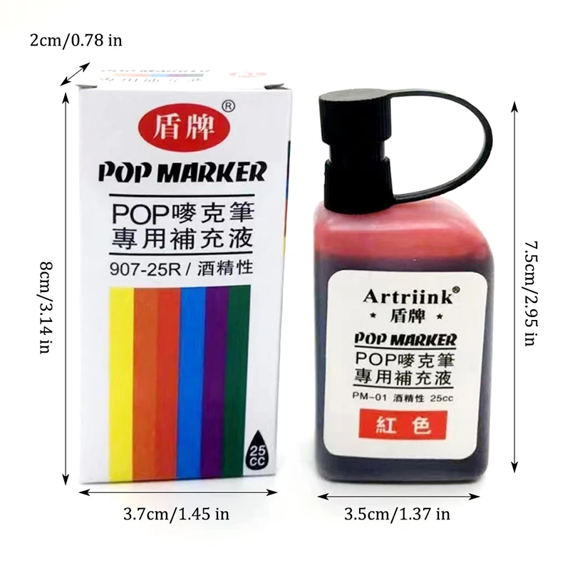 12Color POP Markers Refill Ink,25cc Permanent Marker Ink,Quick-Drying Waterproof And Non-Fading,Non-Erasable Marker Ink Refill image 6