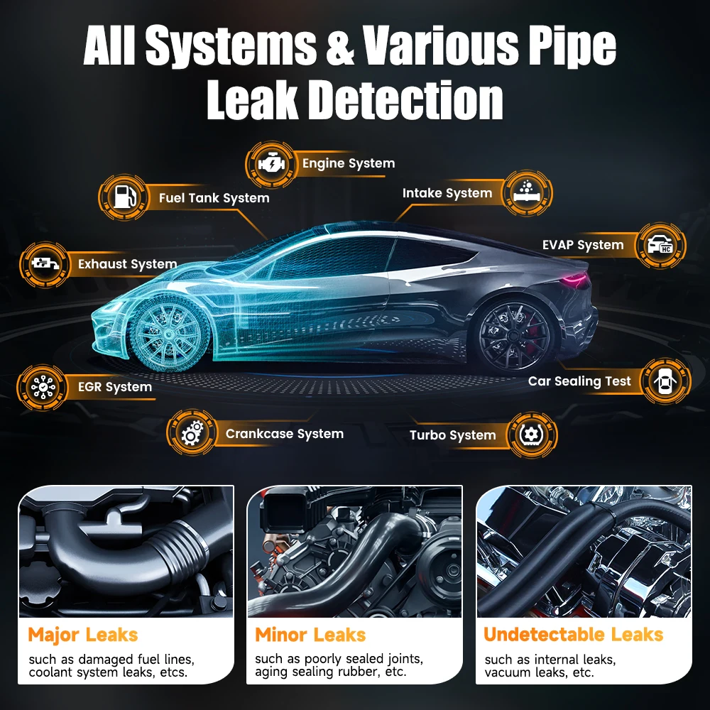 FOXWELL-Máquina De Fumaça Automotiva com Bomba De Ar Embutida, EVAP Vacuum Leak Detector, Dual Mode Car Pipe Leakage Diagnostic Tester, SD203