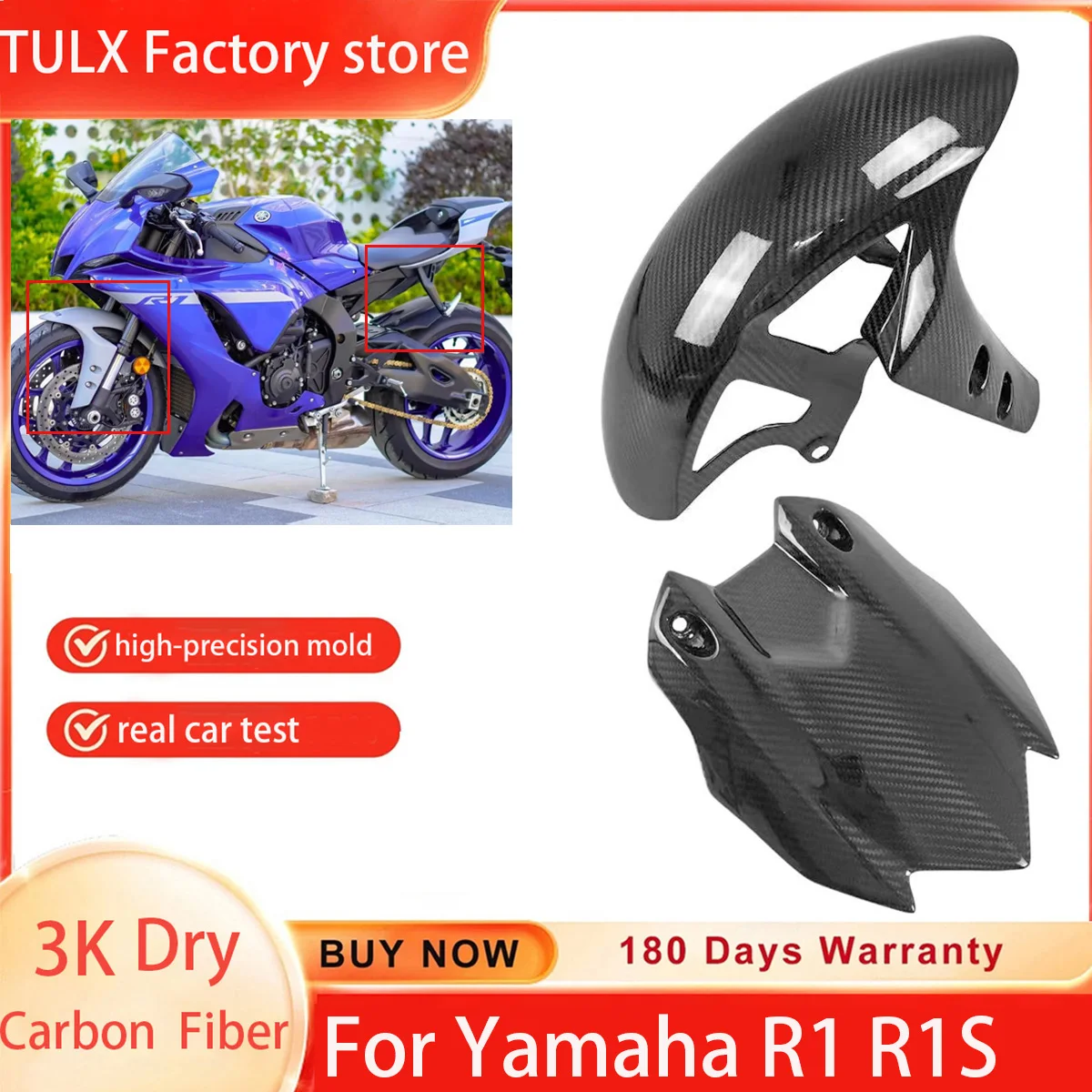 3k Dry Carbon Fiber Front Fender Rear Fender Mudguard Guard For YAMAHA R1 R1M 2015 2016 2017 2018 2019 2020 2022 2023 2024 2025