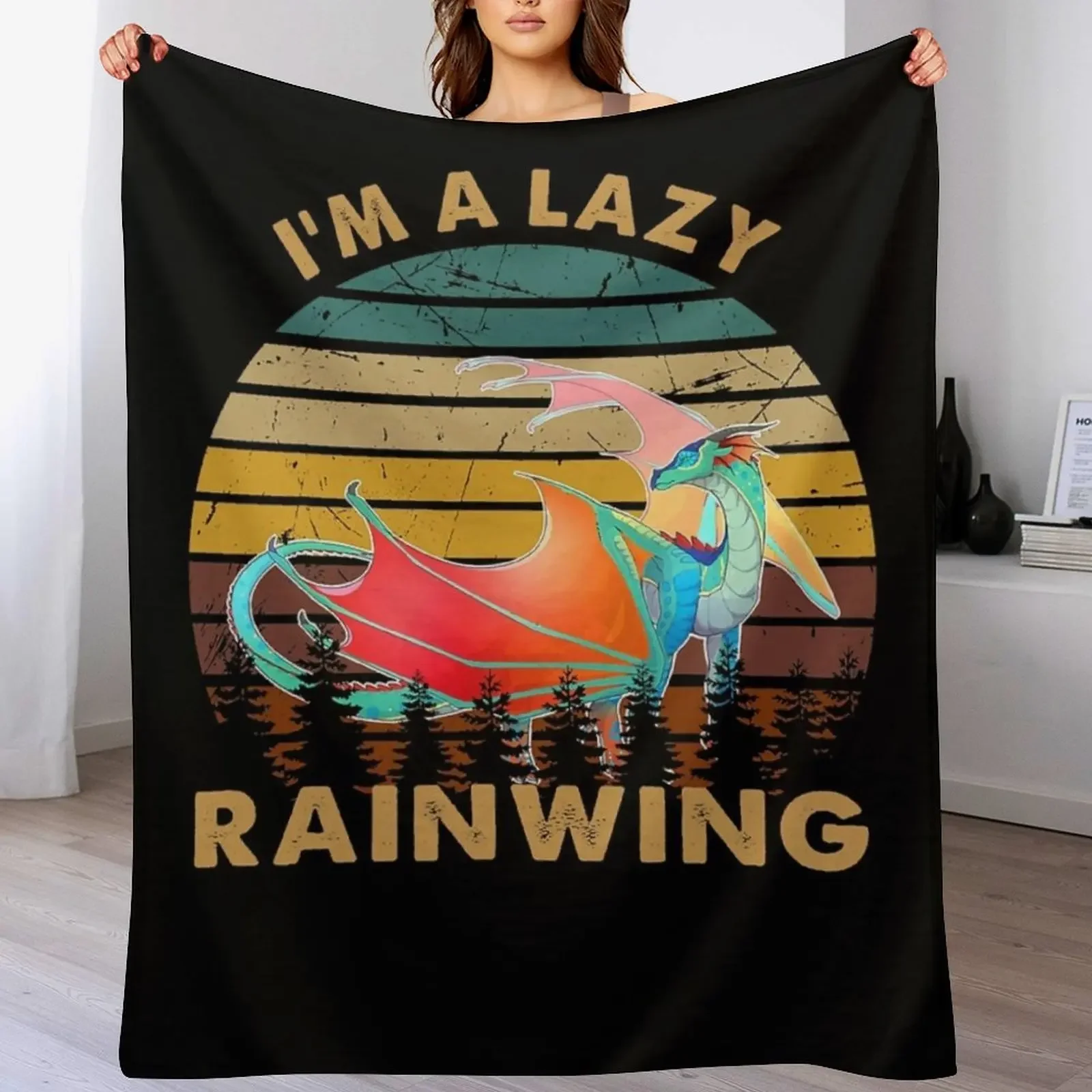 

I'm A Lazy Rainwing Dragon Vintage Wings Of Fire Shop Gifts Throw Blanket Bed linens anime Plaid on the sofa Soft Plaid Blankets