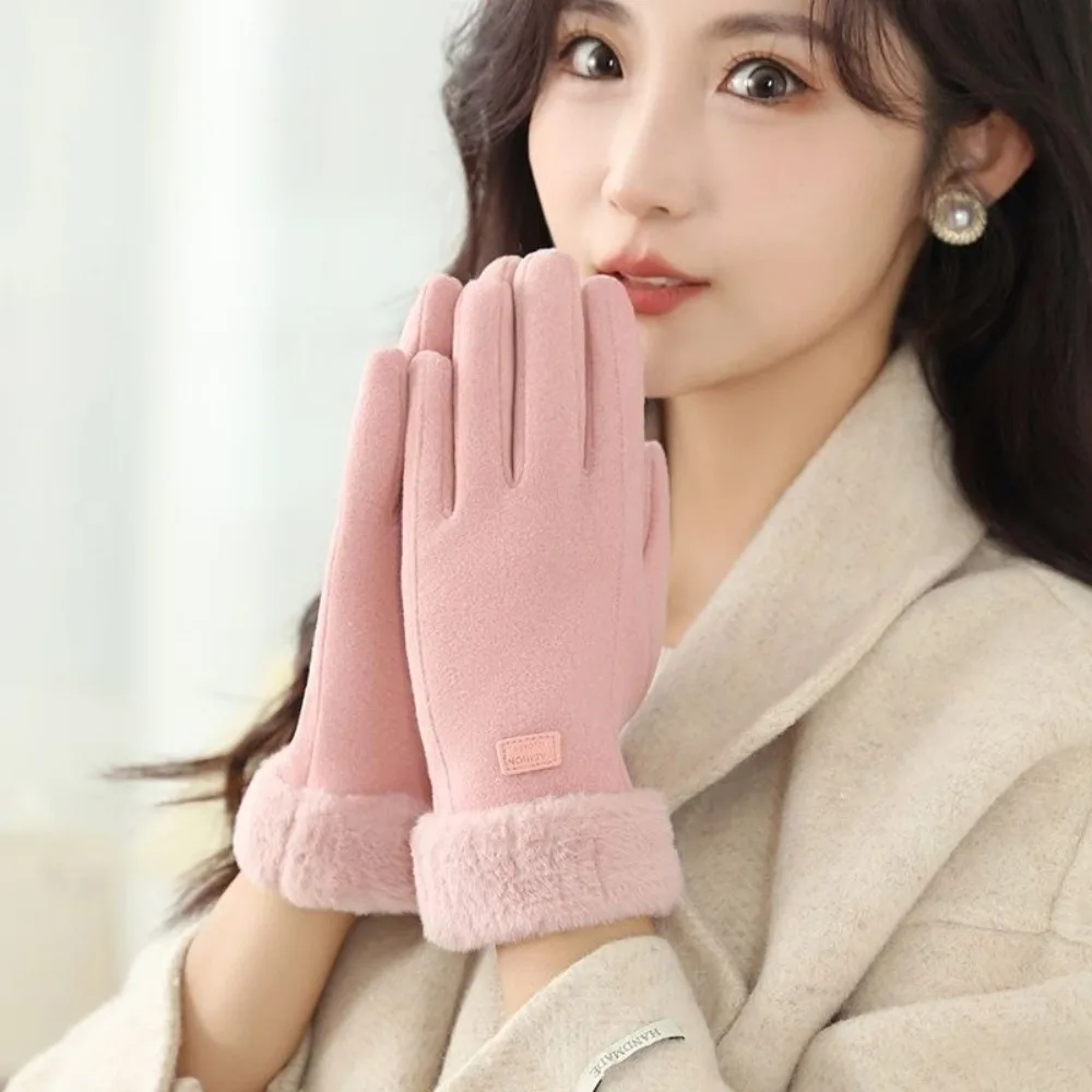 

Флисовые перчатки с двумя пальцами, мягкие утолщенные перчатки из искусственного кроличьего меха, теплые ветрозащитные варежки с сенсорным экраном, уличные варежки