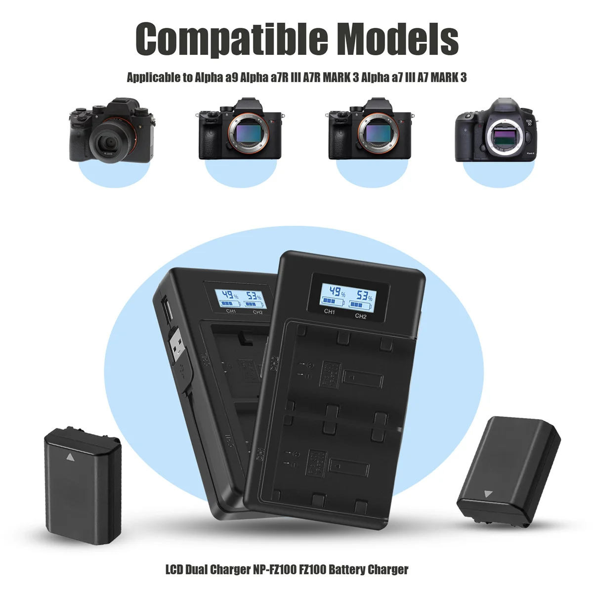 Зарядное устройство Np-Fz100 Npfz100 Fz100 для Sony Alpha A9, Alpha A7R Iii, A7R Mark 3, Alpha A7 Iii, A7 Mark 3 A002