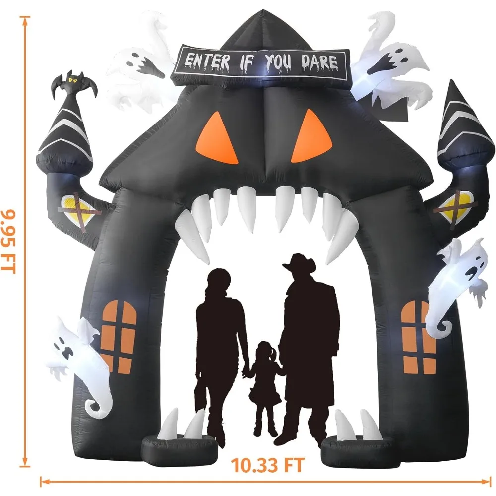 Halloween LED Inflatable Decorations w/Blower Spooky Animated Blow Up Frankenstein,Dragon,Ghost,Pumpkin,Skeleton Dog