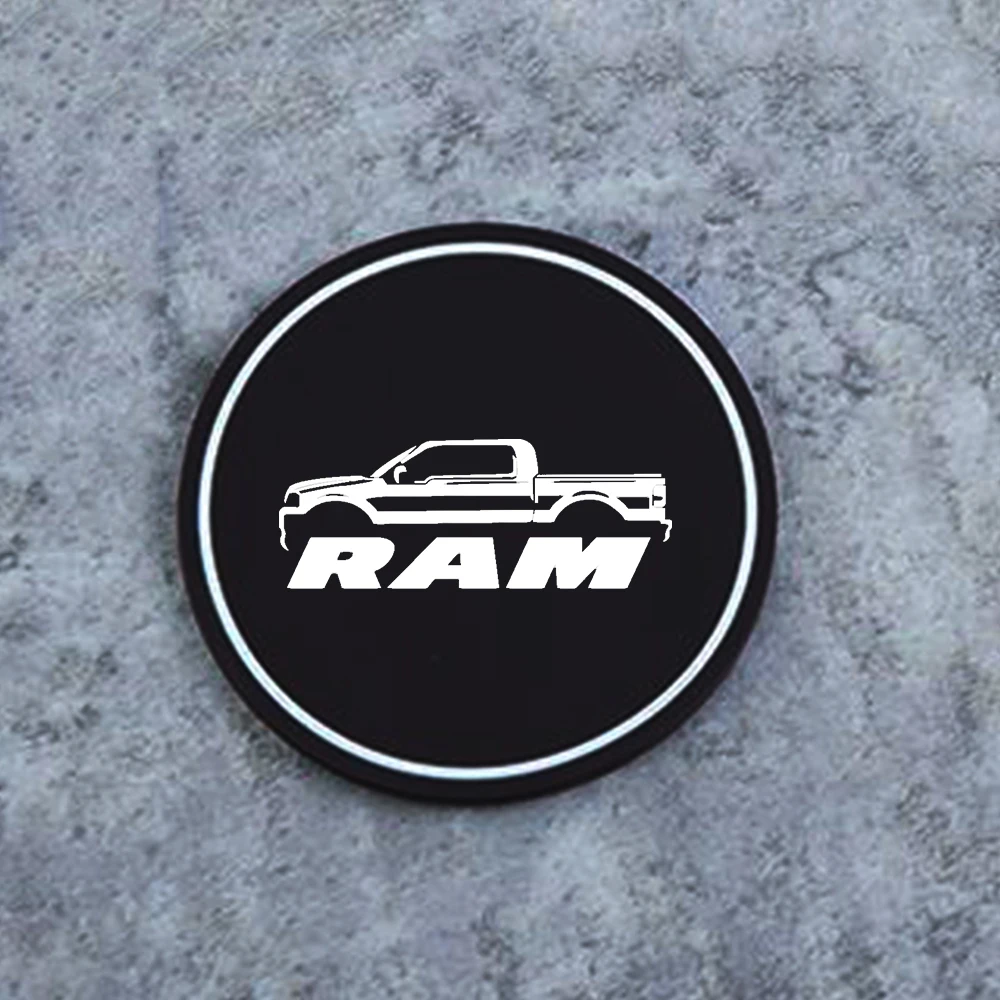 2Pcs Car Coasters Water Cup Slots Non-Slip Mat Waterproof Water Cup Mat Drink Pad For  Dodge Ram 1500 2500 3500 Car Accessories