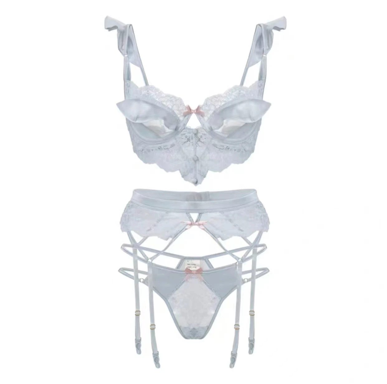 Mermaid Wedding Dress Sexy Bra and Panty Set and Gentle Bra Underwear with Steel Rim Strap Brassiere Set Solid 3 Piece Bralette