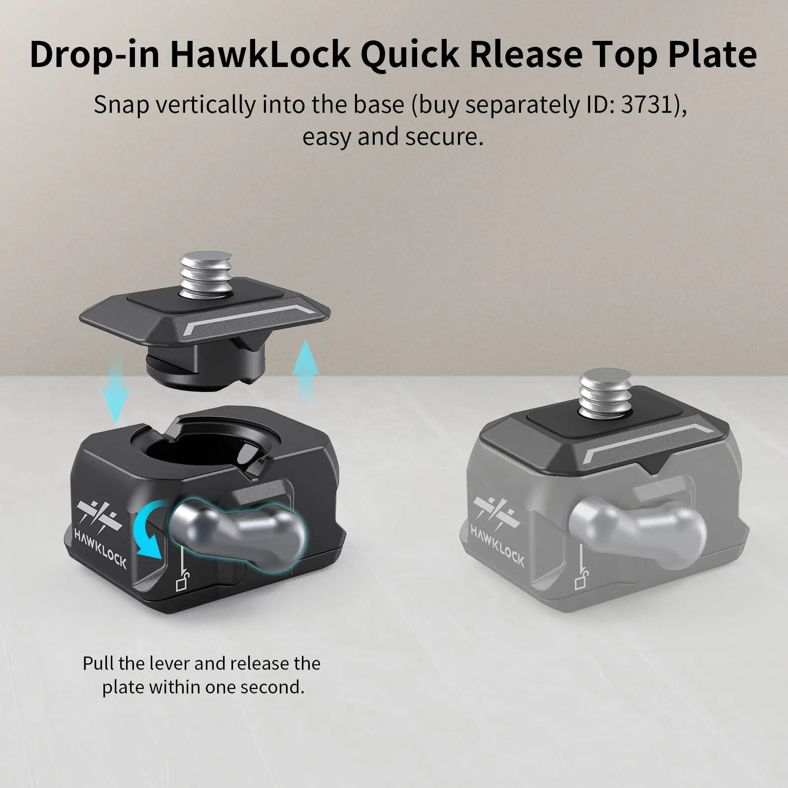 SmallRig Drop-in HawkLock mini Universal QR Baseplate Top/ Base Plate Compatibility for Tripod Cage Head and Other Accessories