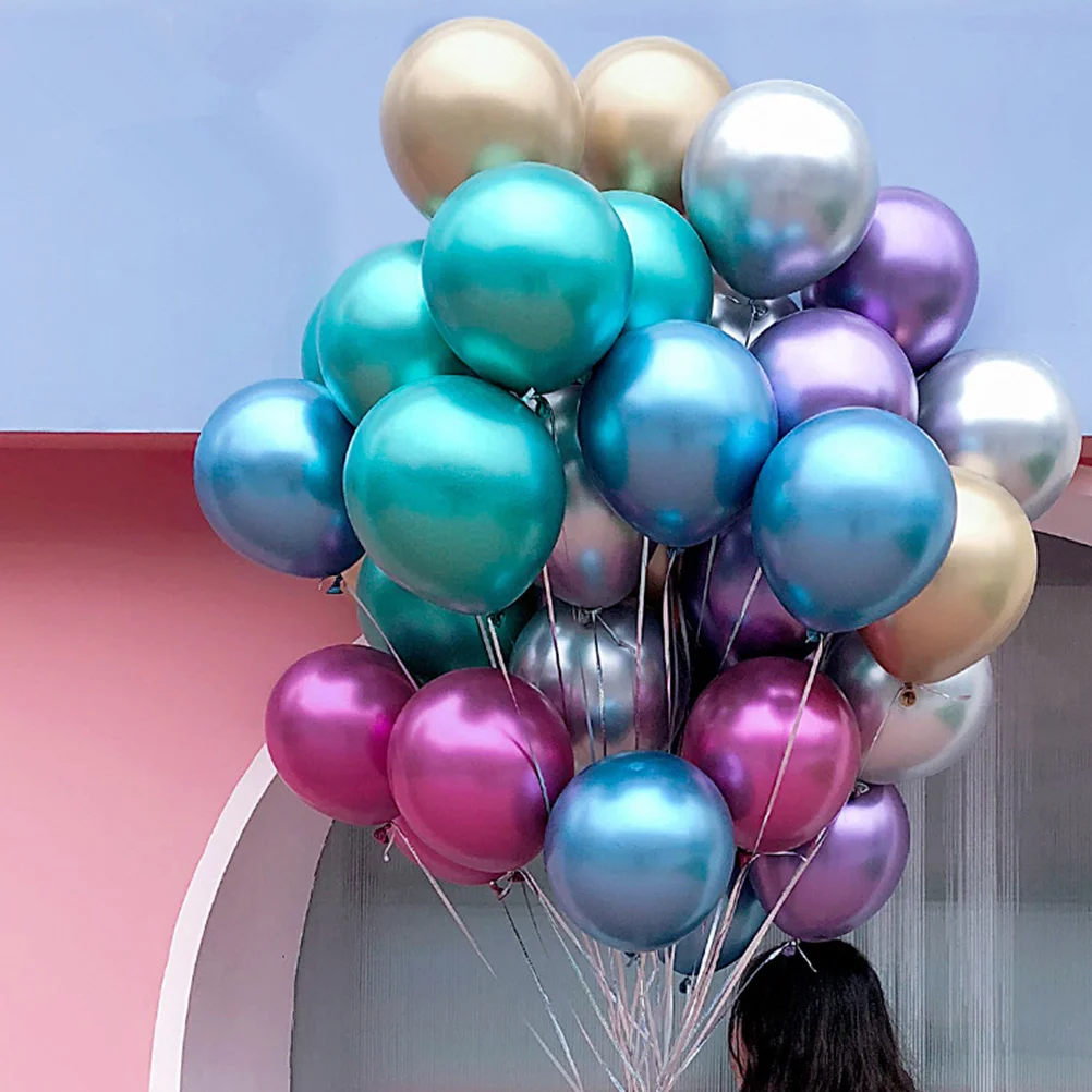 

50pcs 10 Inches Latex Thicken Balloons Metallic Decoration Festival Supplies Wedding Balloons Set For Wall Door
