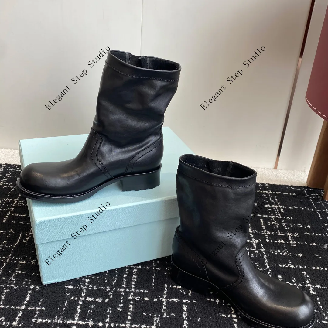 

Women's Shoes Vintage Western Cowboy Boots Fashionable Motorcycle Martin Boots Calfskin