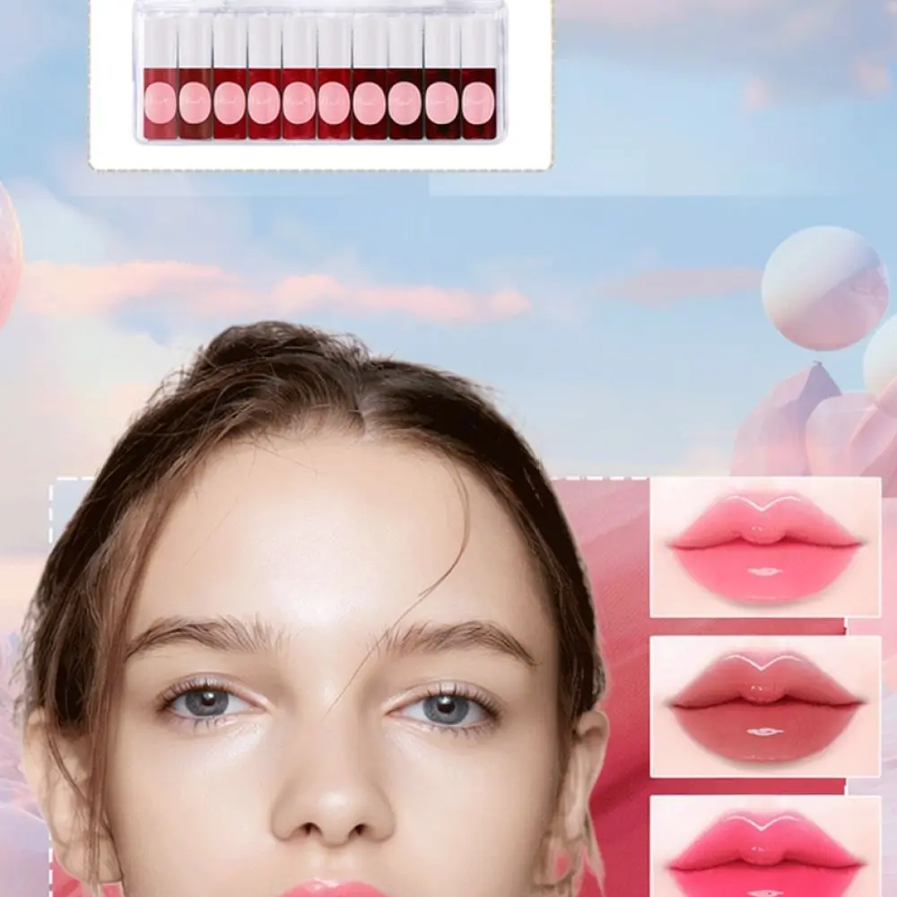 For Dragon Ranee Glossy Lip Glaze Kit Hydrating Tinted Lip Balm Water Light Texture Natural Plumping Lip Makeup