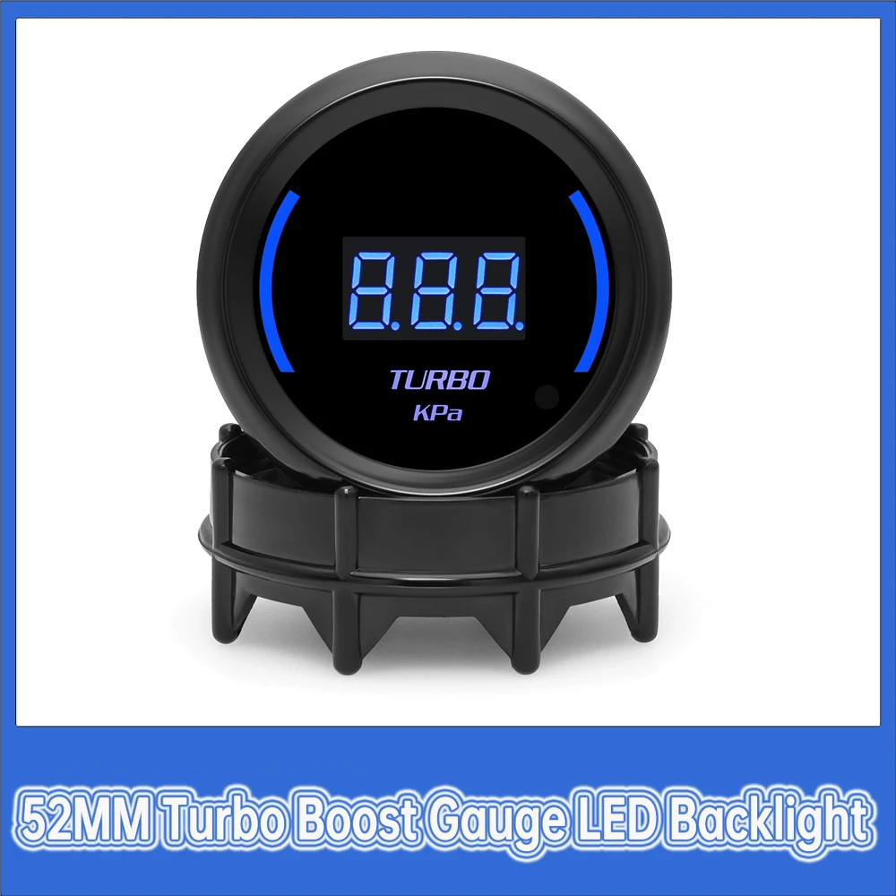 

52MM Turbo Boost Gauge Blue LED Backlight for Gasoline Car 12V Auto Car Turbo Boost Gauge