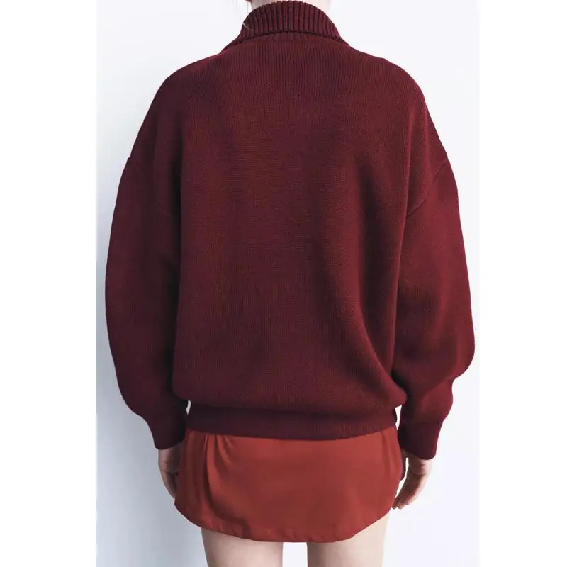 

New Autumn Winter Women's Loose Knitted Long Sve Collared Jaet Single Button Ele Simple Sle Outerwear 58027