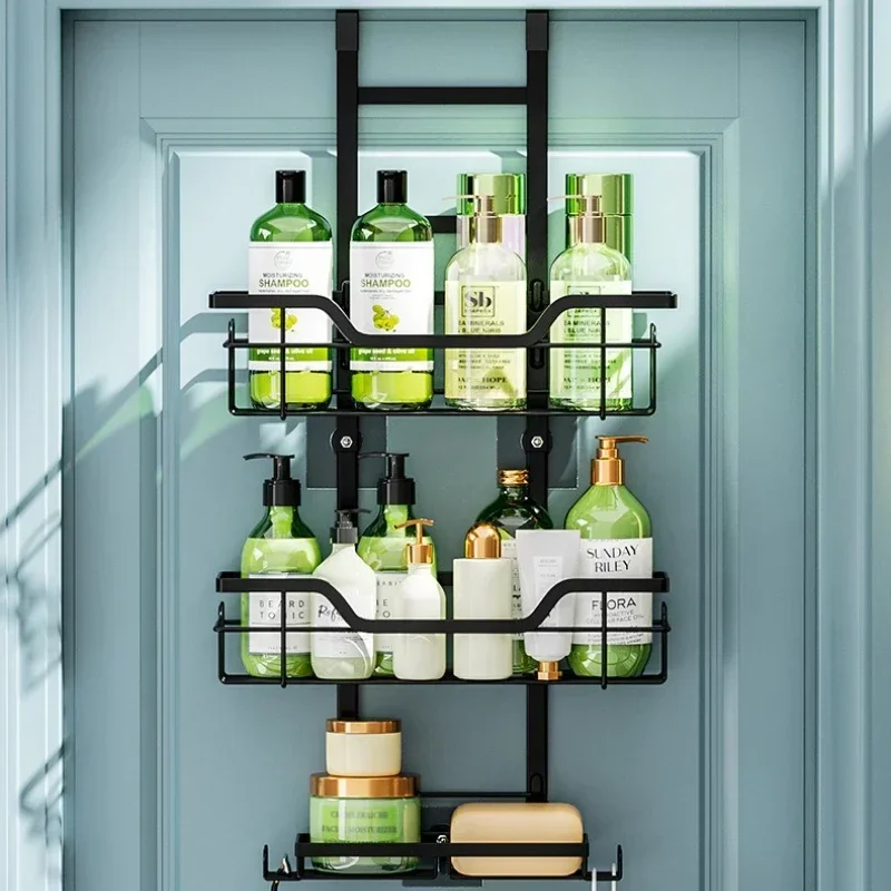 No punching bathroom rack, door rear rack, wall hanging layered hanging basket shelf, toilet shower room storage rack