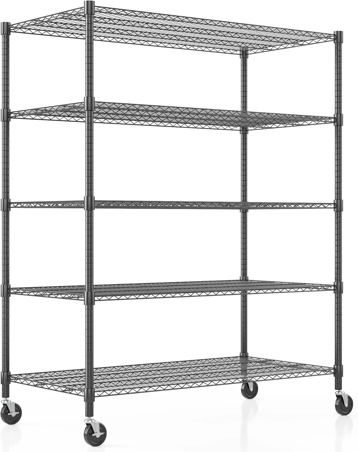 

Homdox Heavy Duty Storage Shelves, 5 Tier Wire Shelving Unit with Wheels, Commercial Adjustable Metal Shelves for Storage,