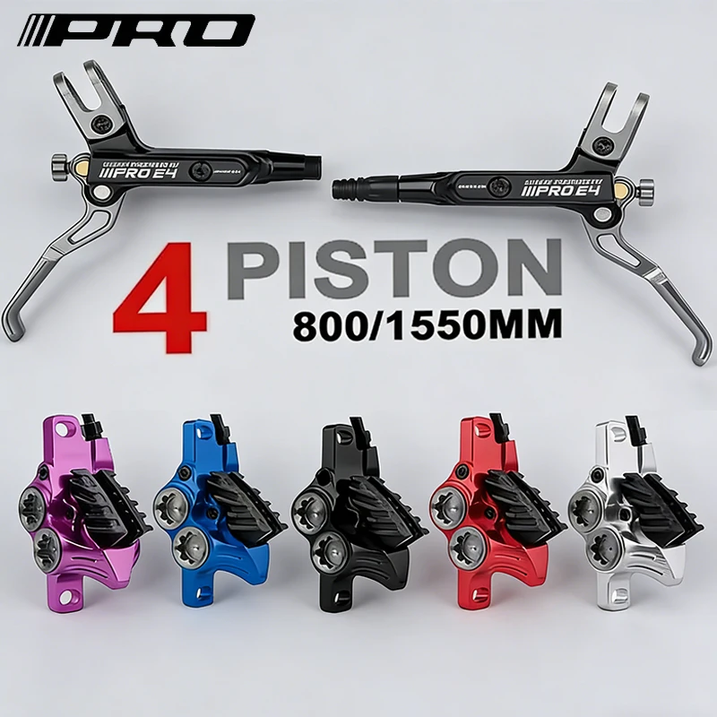 

IIIPRO Bicycle Hydraulic Disc Brakes 4 Piston E4 MTB Brake Calipers MTB Oil Pressure 800MM 1550mm Front Rear Hydraulic Brakes
