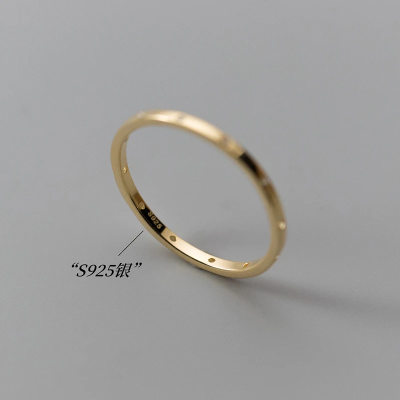 WOOZU 925 Sterling Silver Korean Elegant Shiny Zircon Round Finger Ring for Women Daily Life Classic Simple Charms Jewelry Gift