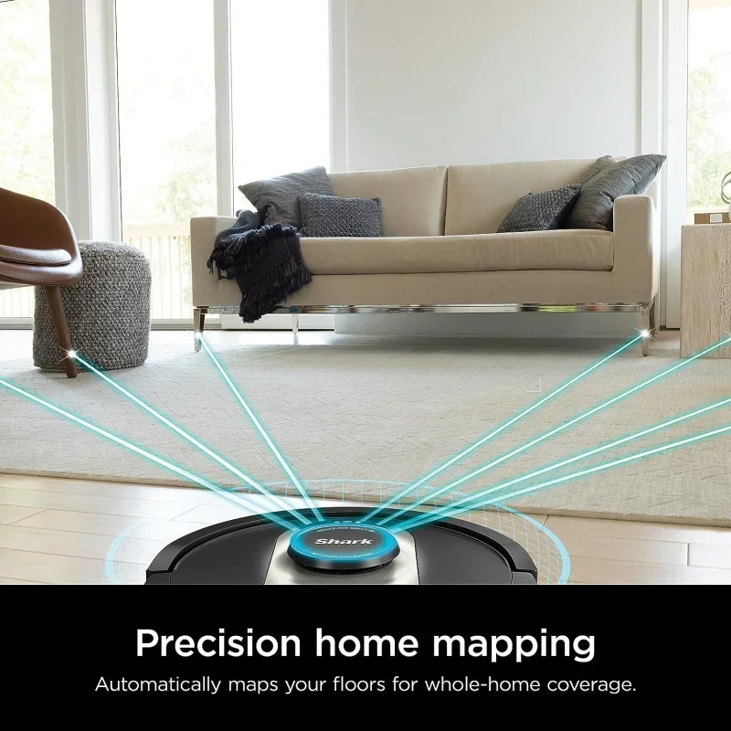 Robô aspirador QWShark AV2501AE AI com base vazia XL HEPA, sem bolsa, capacidade de 60 dias, navegação LIDAR, perfeito para pêlos de animais de estimação, C