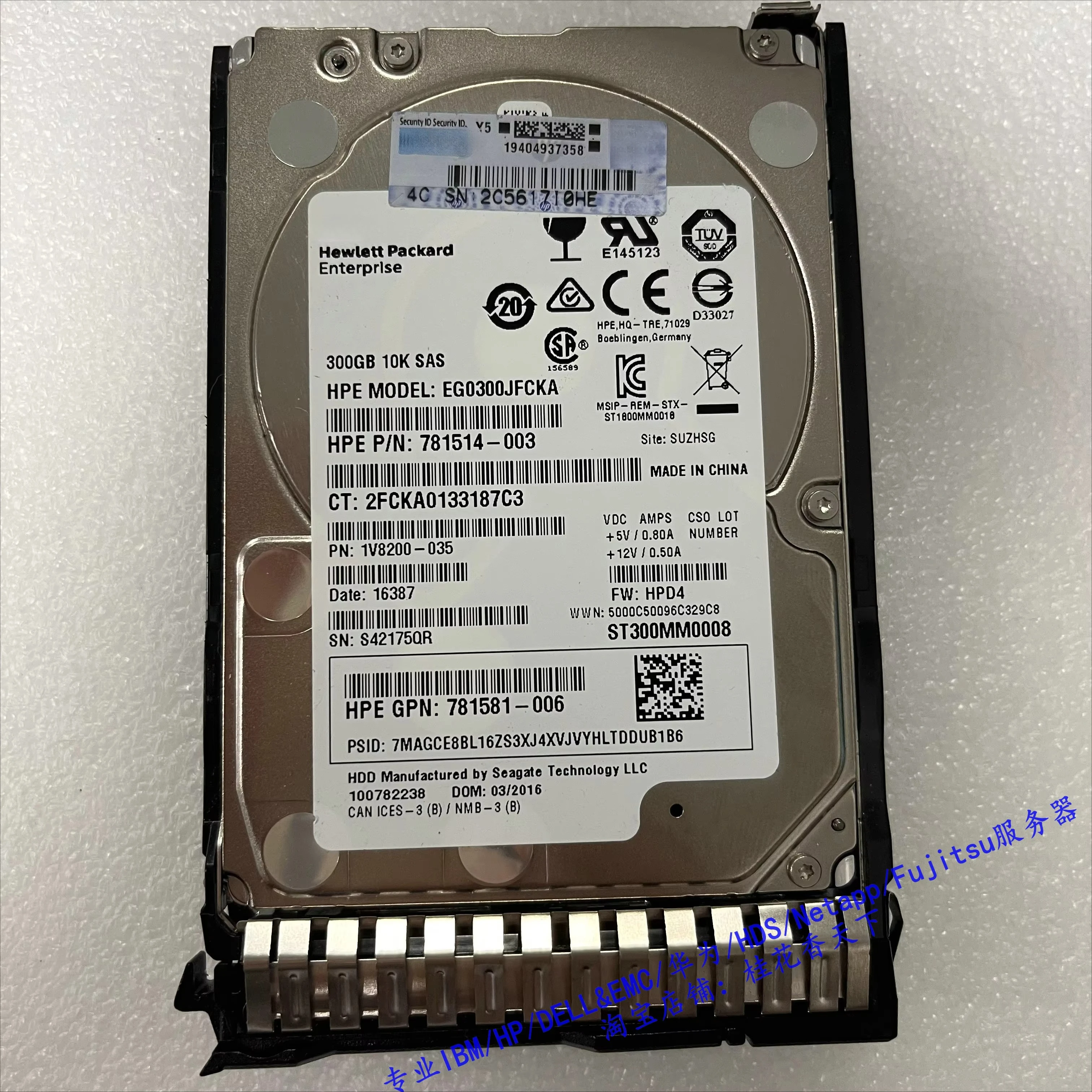 

Used For HP 785410-001 300G 10K SAS 12G 2.5 785067-B21 G9 Server Hard Drive