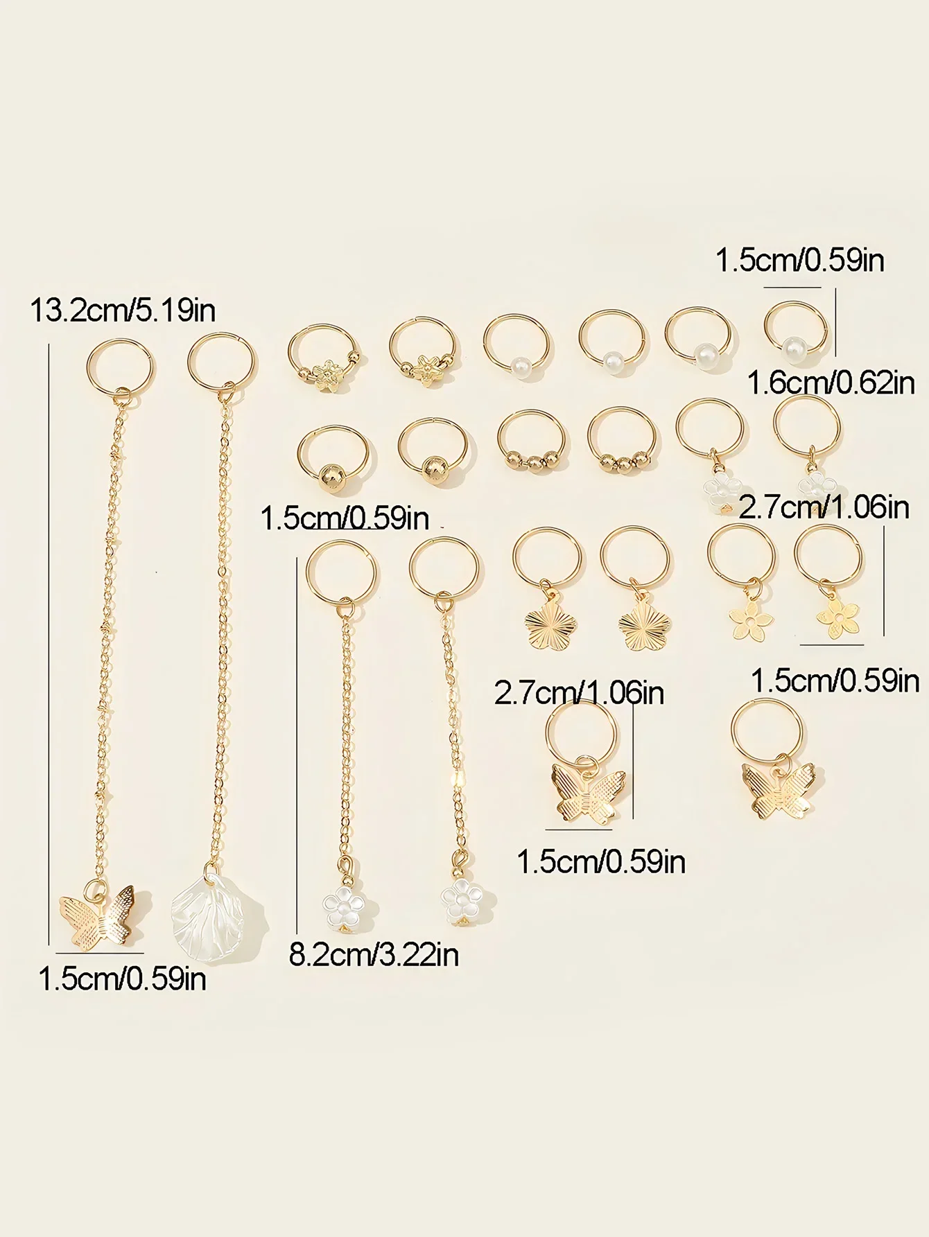 20 ชิ้น Golden ผีเสื้อเครื่องประดับผมสําหรับ Braids ปาล์ม Braids คลิปดอกไม้ Loc Charms & ไข่มุกผม Cuffs/แหวนอุปกรณ์เสริม