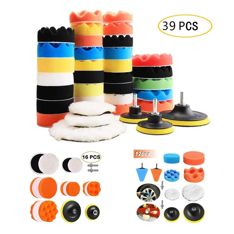 

Car Polishing Sponge Pads Kit Foam Pad Buffer Kit Polishing Machine Wax Pads for Auto Motorcycle motor vehicle Removes Scratche