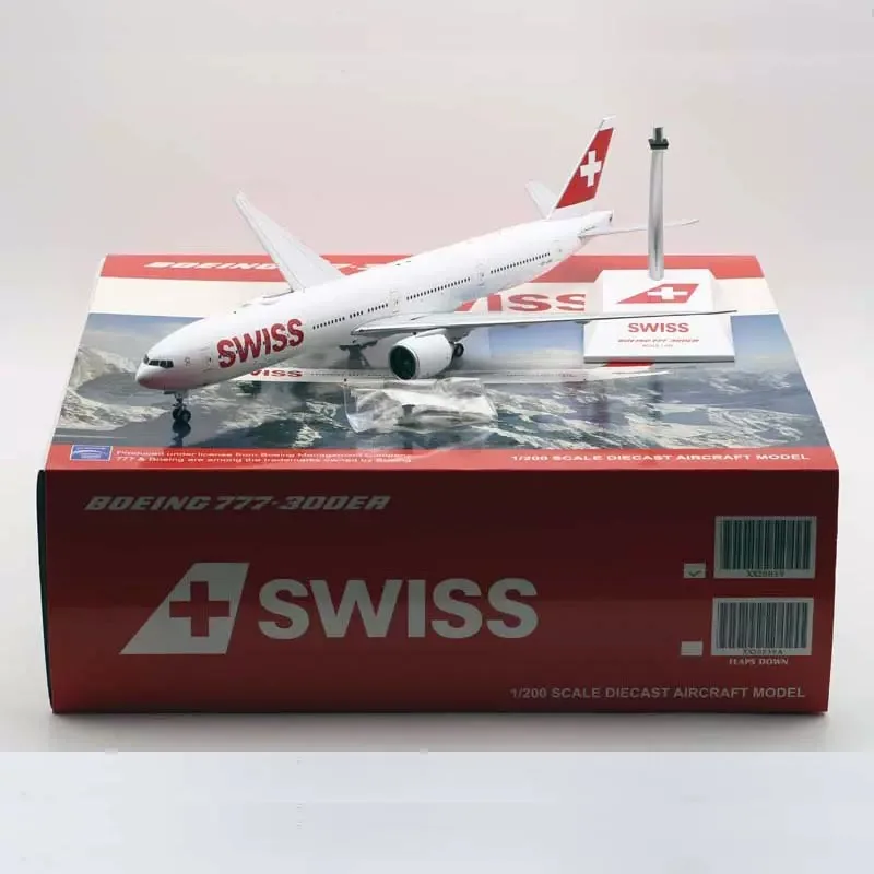 

Diecast 1:200 Scale Swiss Air B777-300ER HB-JNG Alloy Aircraft Model Collection Souvenir Display Ornaments Toy