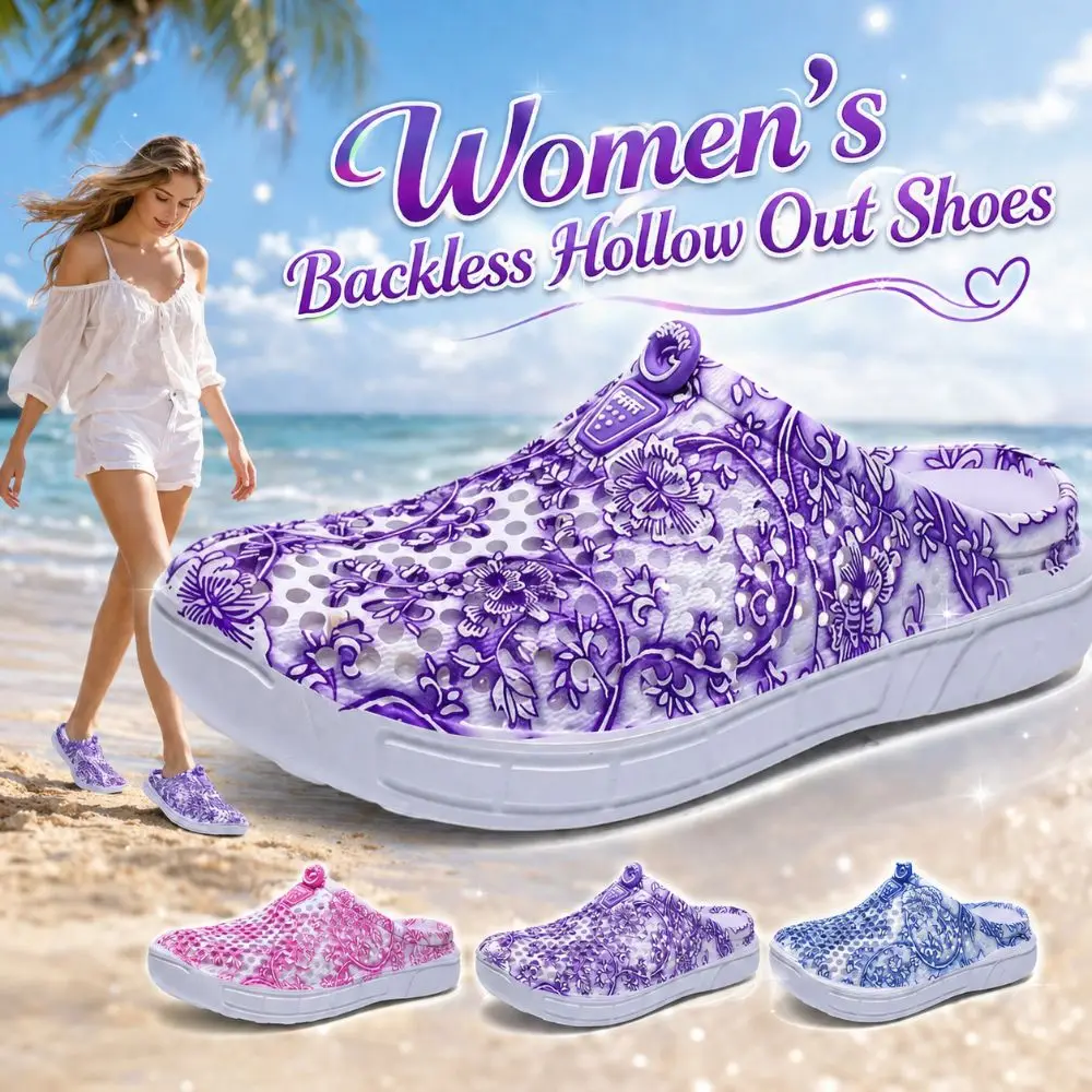 New Hollow Out Women's Slippers EVA Platform Breathable Backless Clogs Non Slip Lightweight Outdoor Sandals Home, Beach, Garden
