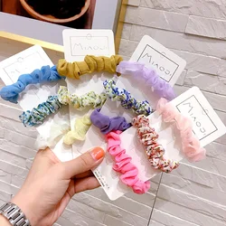 Sweet Broken Flowers Hair Ropes For Girl Organza Rubber Band Stretch Ponytail Holder Scrunchies Headress Hair Accessories