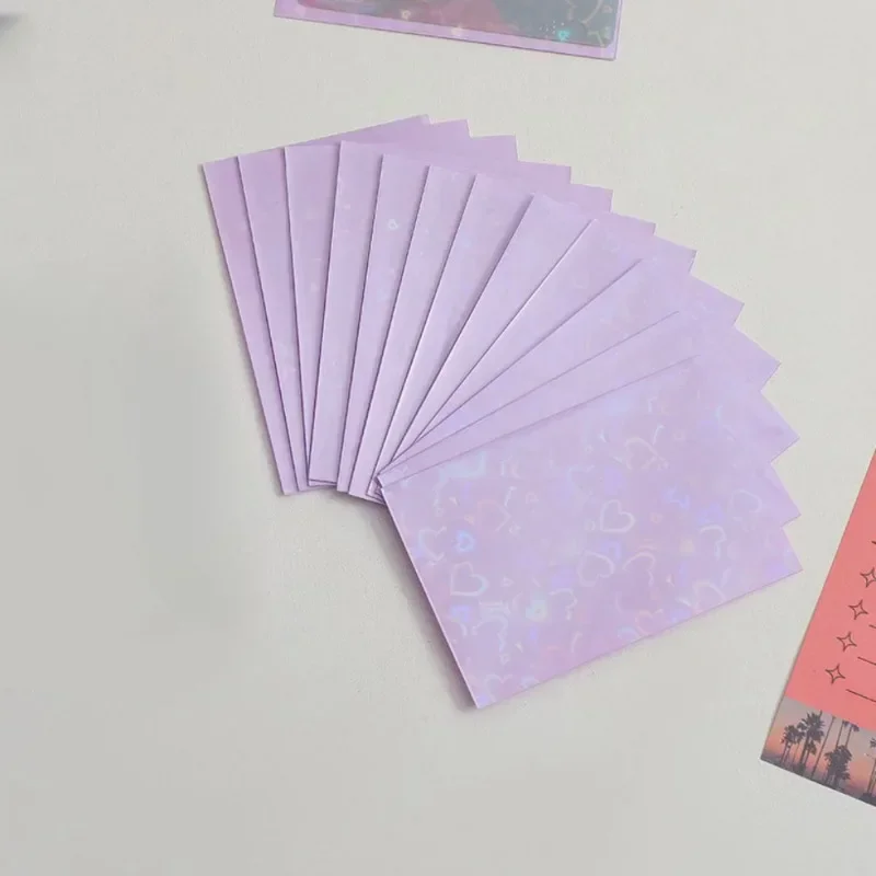 50pcs Set 3 Inch Heart Shaped Bling Photocard Holder Case Protective Films Display Stand Organizer Storage Bag for Photo Cards