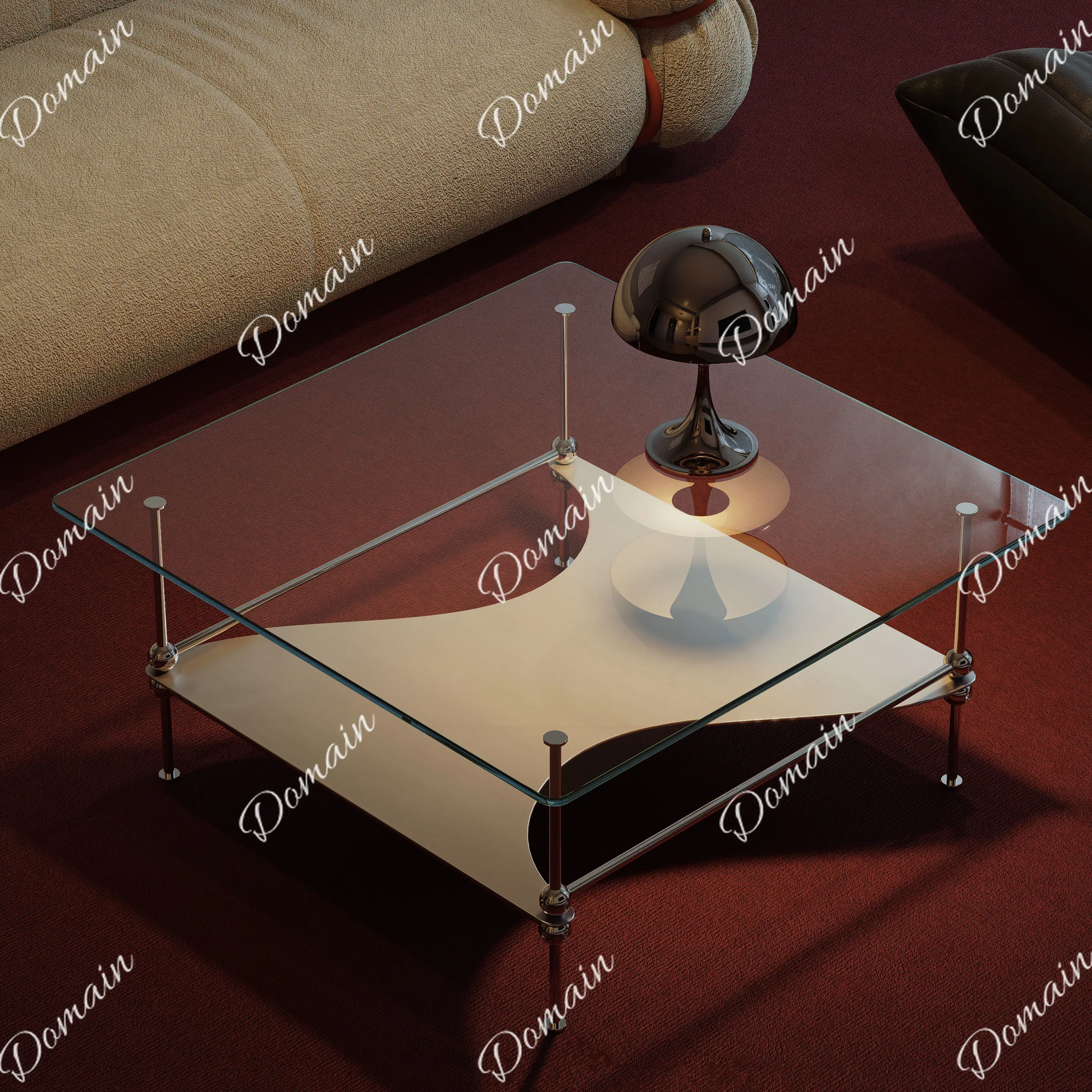 L44 Original Arc Stacked Square Coffee Table Tempered Glass Metal Minimalist Bauhaus Style Side Table