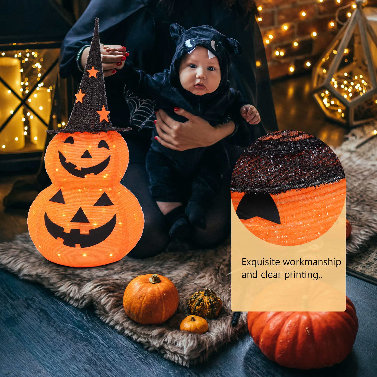 

Halloween Lantern 1Pcs Pumpkin Cloth Foldable Exquisite Decoration Party Theme Scene Layout Prop Cloth Lantern