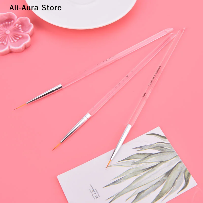 3Pcs Nail Art Drawing Striping Liner Pen Brush DIY Painting Lines Set Manicure