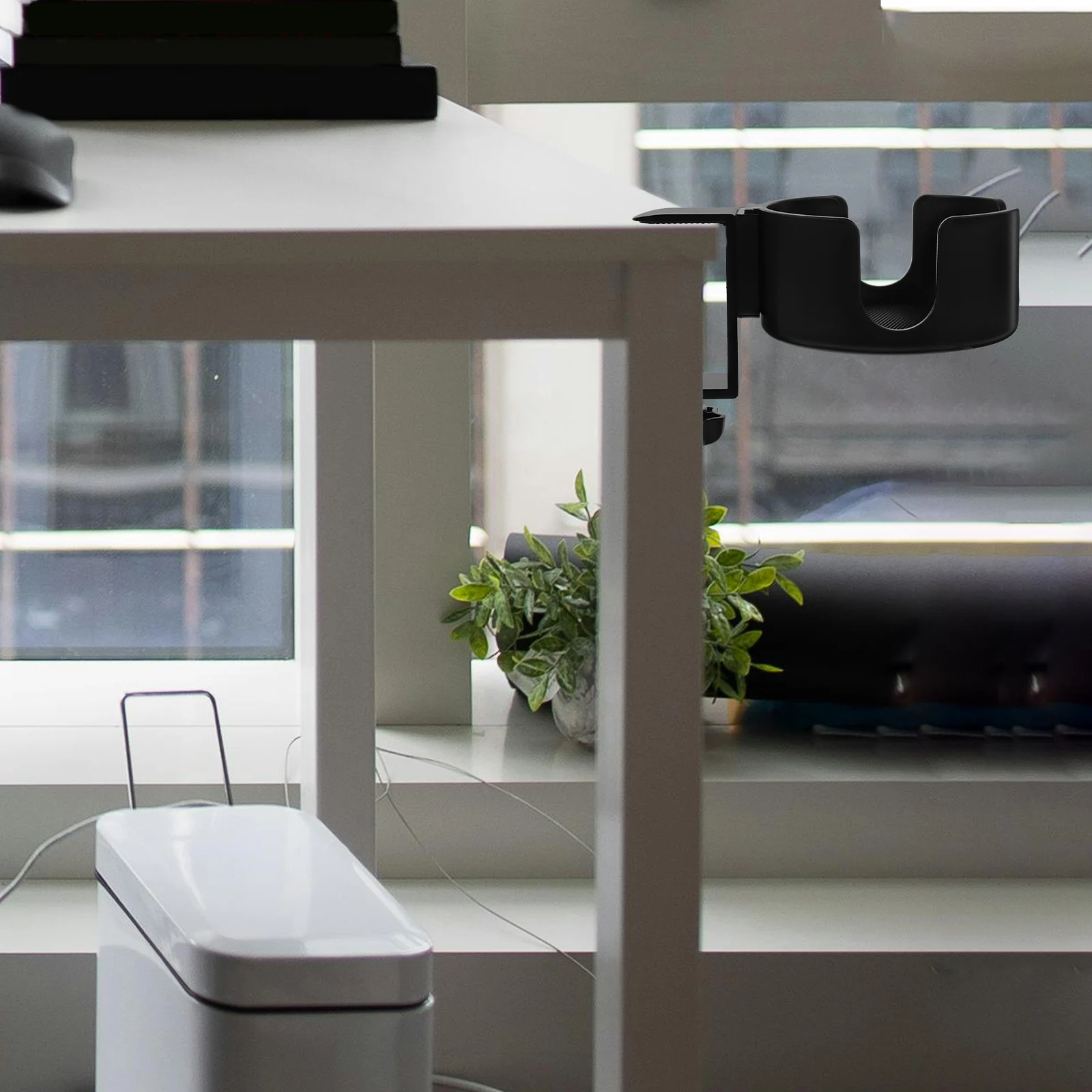 

Desk Cup Holder Clamp Multi-Use Clip on Design for Office Home Table Edge Storage Rack and Stylish Desk Cup Holder Clamp