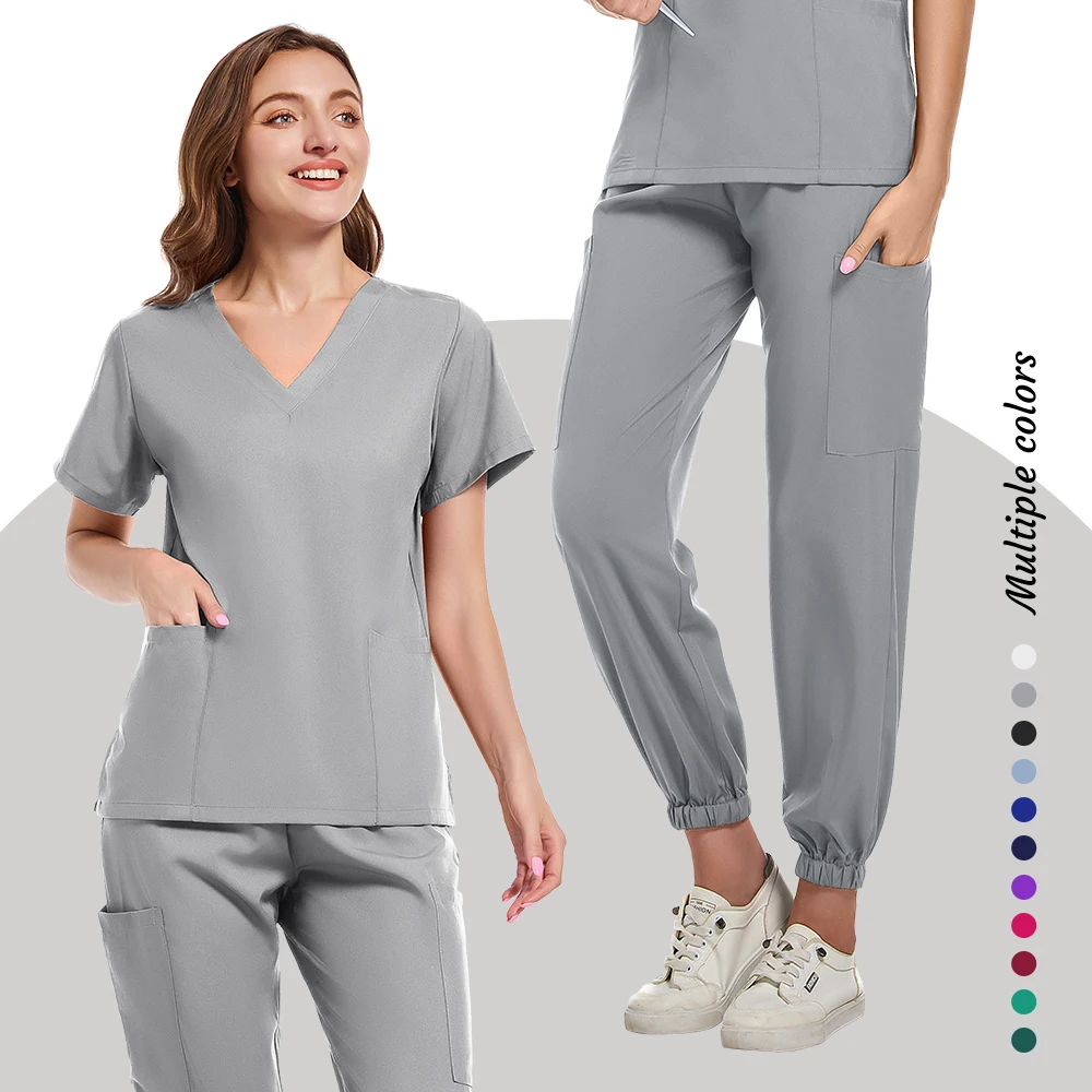 Hot Sale Wrinkle Resistant Hospital Clinical Uniforms Wholesale Work Top Pants Medical Scrubs Nurse Uniforms Unisex Nursing Set