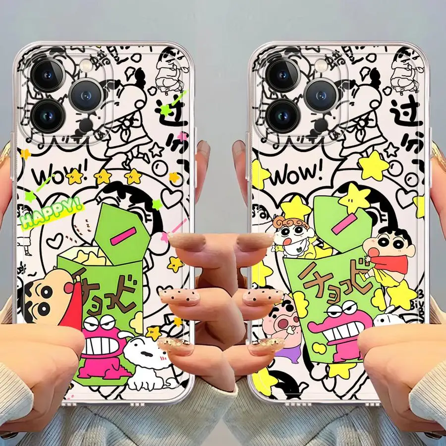 Funda Protectora Suave para Teléfono con Diseño de Snack Shin Chan para iPhone 17 Pro Max 13 Pro XS Max 7 8 12 Mini XR 15 Air 16 14 Plus 11