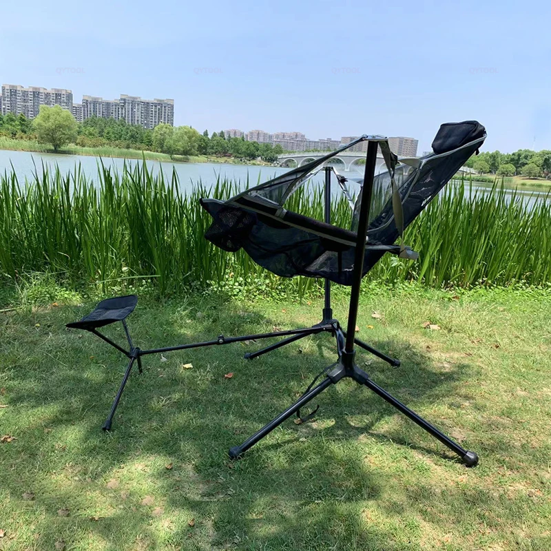 Rocking Chair Camping Folding Adjustable Balancin Chair Garden Leisure Swing Outdoor Portable Beach Chair BBQ Picnic Footstool