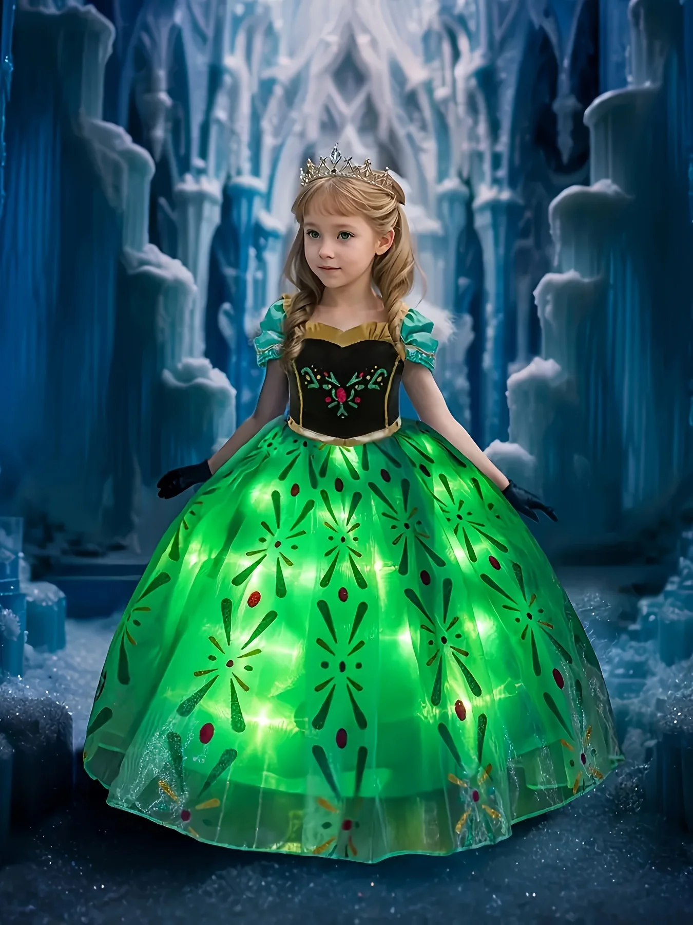 Glowing Rapunzel Costume Girl LED Princess Ball Gown Christmas Light up Tangled Rapunzel Frock Toddler Girl Cosplay Dress
