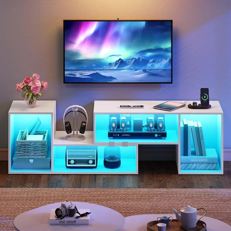 

TV Stand 65/75/70/55 inch TV, Deformable TV Stand, Entertainment Center with Storage, Modern LED TV Console Cabinet