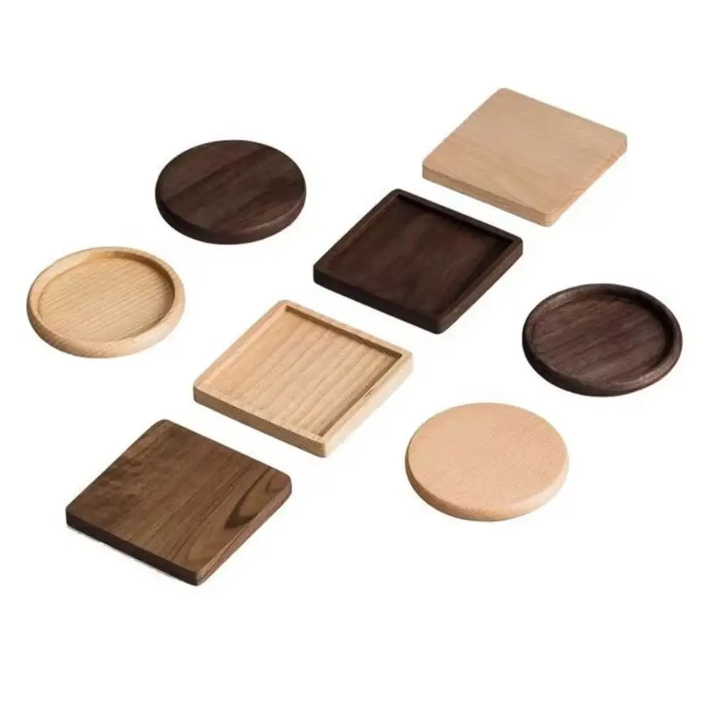 New Wood Coasters Durable Heat Resistant Square Round Placemats 8.8cm Drink Mat