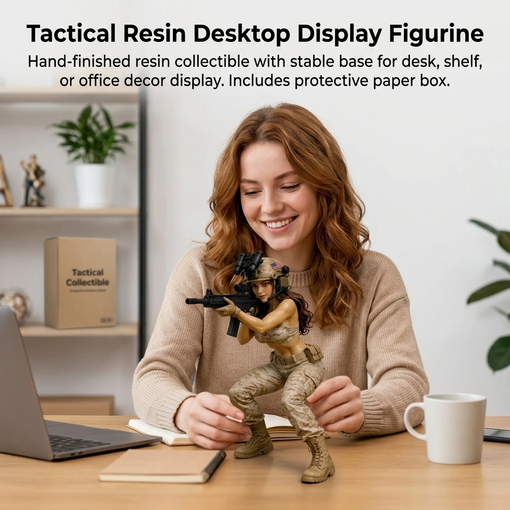 1 Piece Collectible Figurine Resin Material for Office Desk Tactical Anime Girl Statue Desktop Ornament Durable Gift Boxed