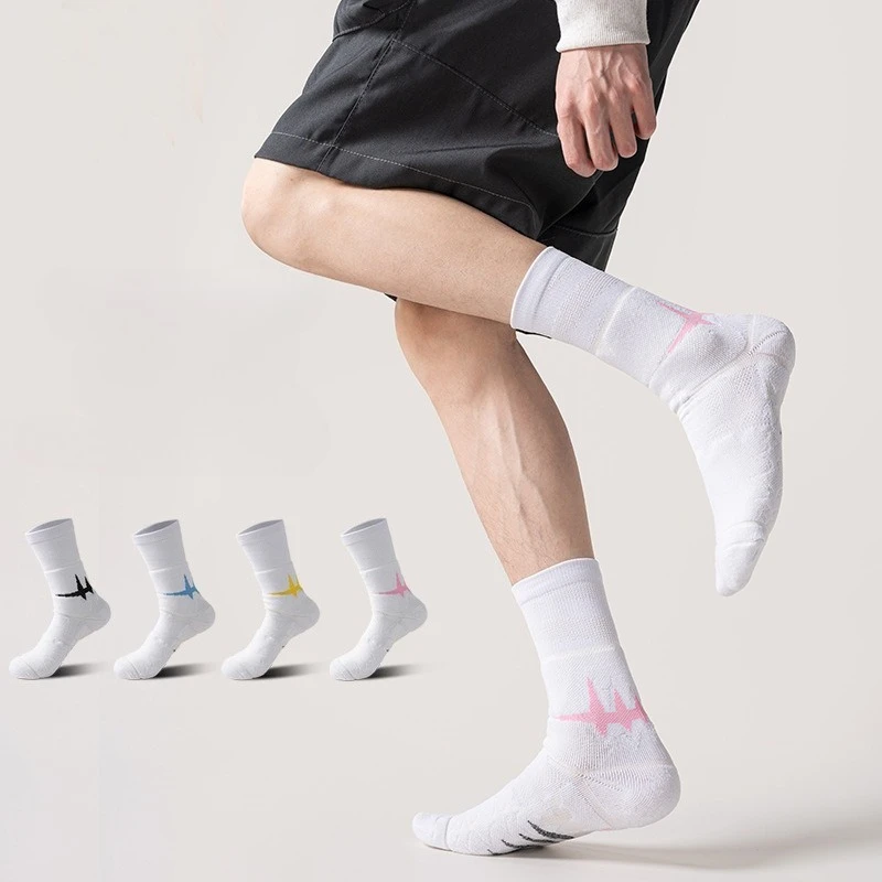 Calcetines deportivos profesionales, calcetines de baloncesto para correr, calcetines de fútbol de caña alta engrosados con bucles, calcetines de toalla de media pantorrilla para hombre de élite