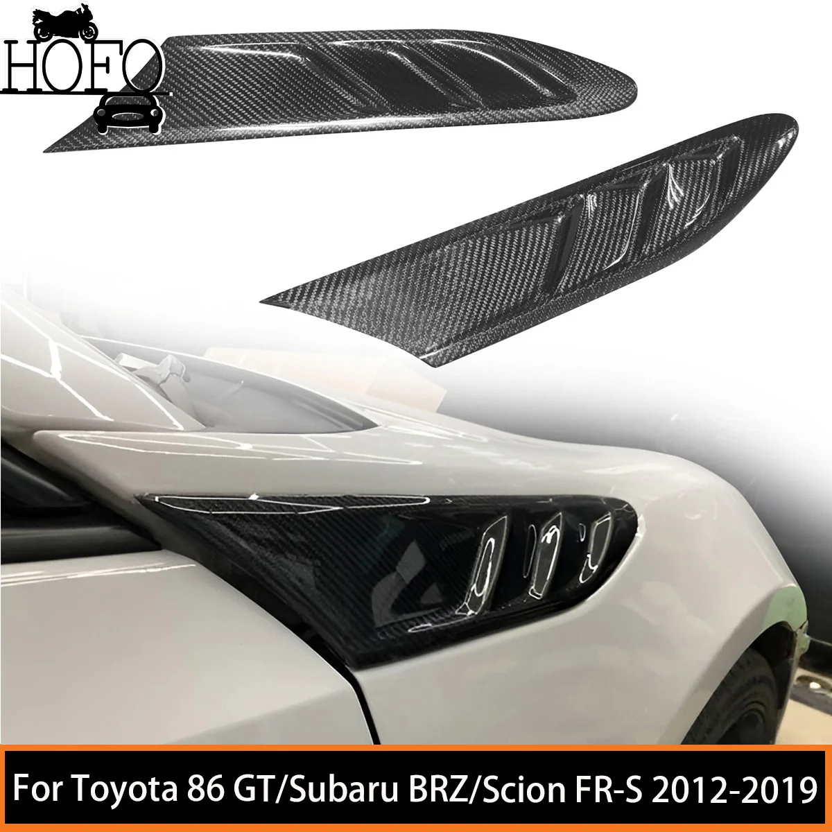 

2 Pcs/Set Real Dry Carbon Fiber Car Side Fender Fin Air Vent Trim Cover Canard Splitter For Toyota 86 GT Subaru BRZ Scion FR-S