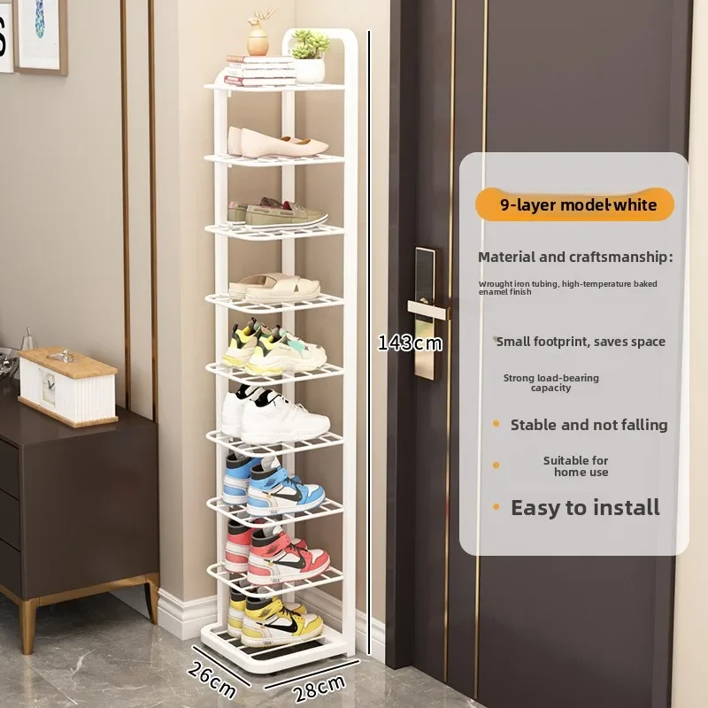 Wrought Iron Shoe Rack, Simple Multi-layer Dust-proof Shoe Cabinet, Narrow And Mical Corner Shoe Rack In Dormitory