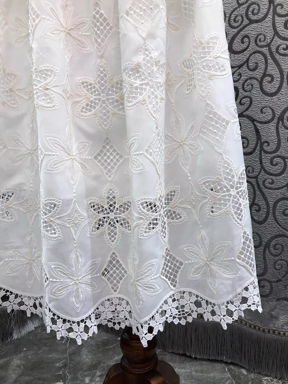 2026 Summer Fashion Skirt Suits High Quality Lady Crochet Lace Embroidery Tops Blouse+Elastic Waist Mid-Calf Whtie Skirt Sets view 6