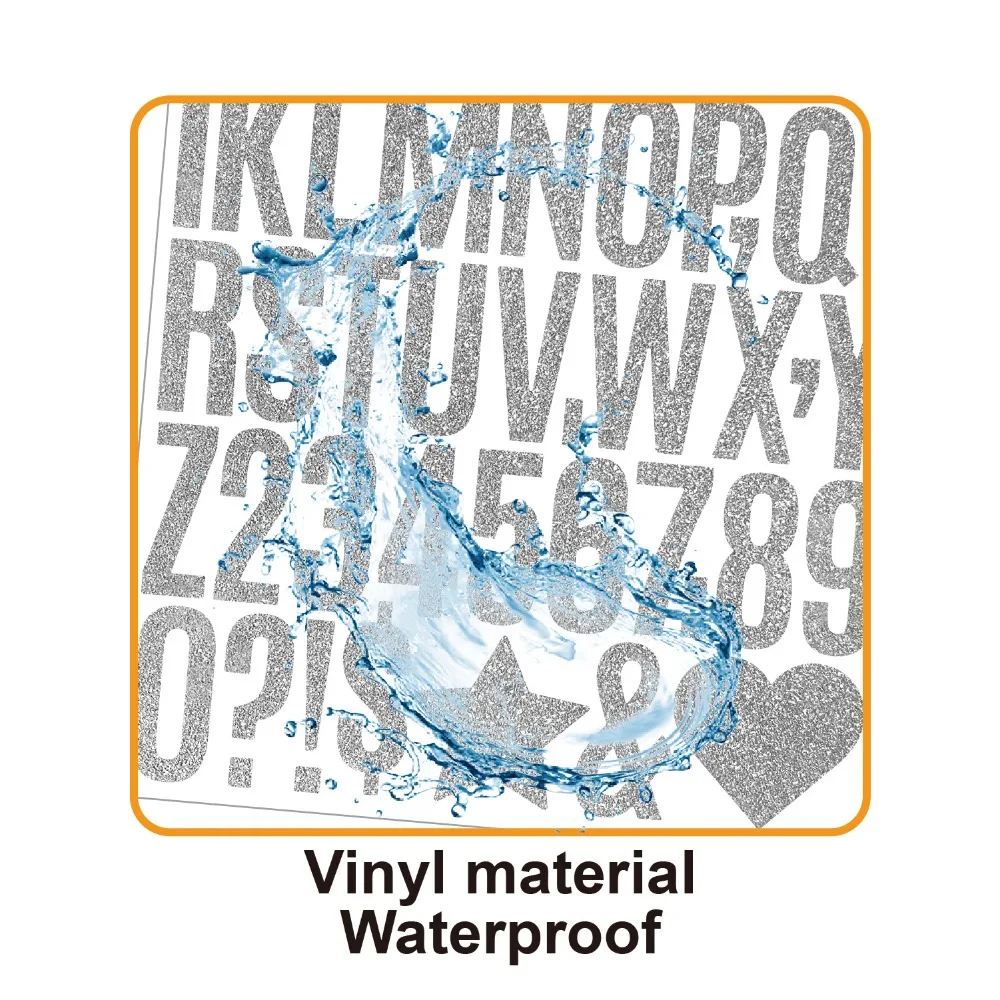 5 hojas de pegatinas de letras con purpurina de A-Z en inglés, pegatinas de letras grandes del alfabeto brillantes de 2/1, 5 pulgadas, corazón de estrella