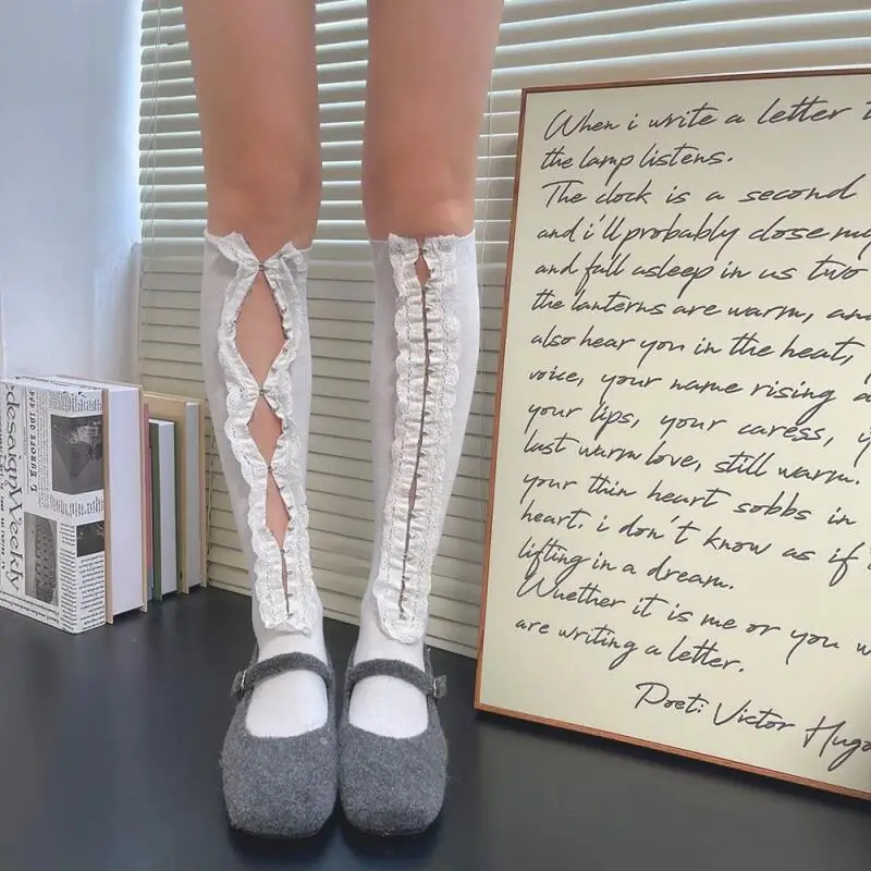 

Новые длинные носки с белыми полосками и бантом, осенне-зимние, до икр, корейские, вязаные, ретро, серые, спортивные, для девочек и студенток