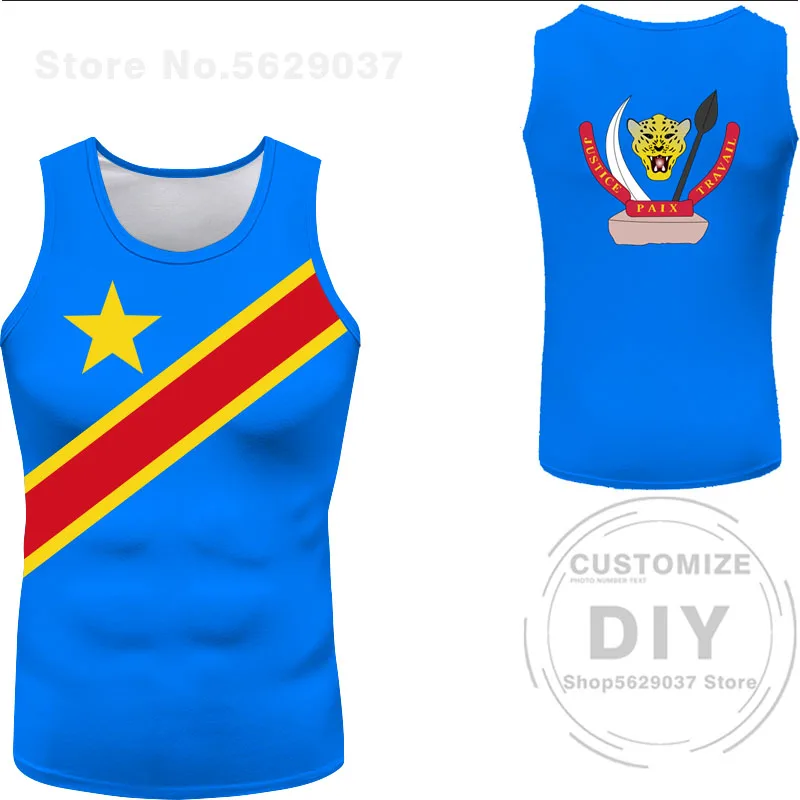 Zaire Male Youth Vest Custom Made Name Zar Sleeveless T-shirt Nation Flag Za Congo Country French Print Photo Casual Clothes